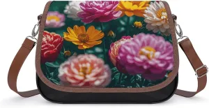 Flowers Daisy Crossbody Bags for Women Travel Shoulder Bag Small Leather Cross Body Handbags