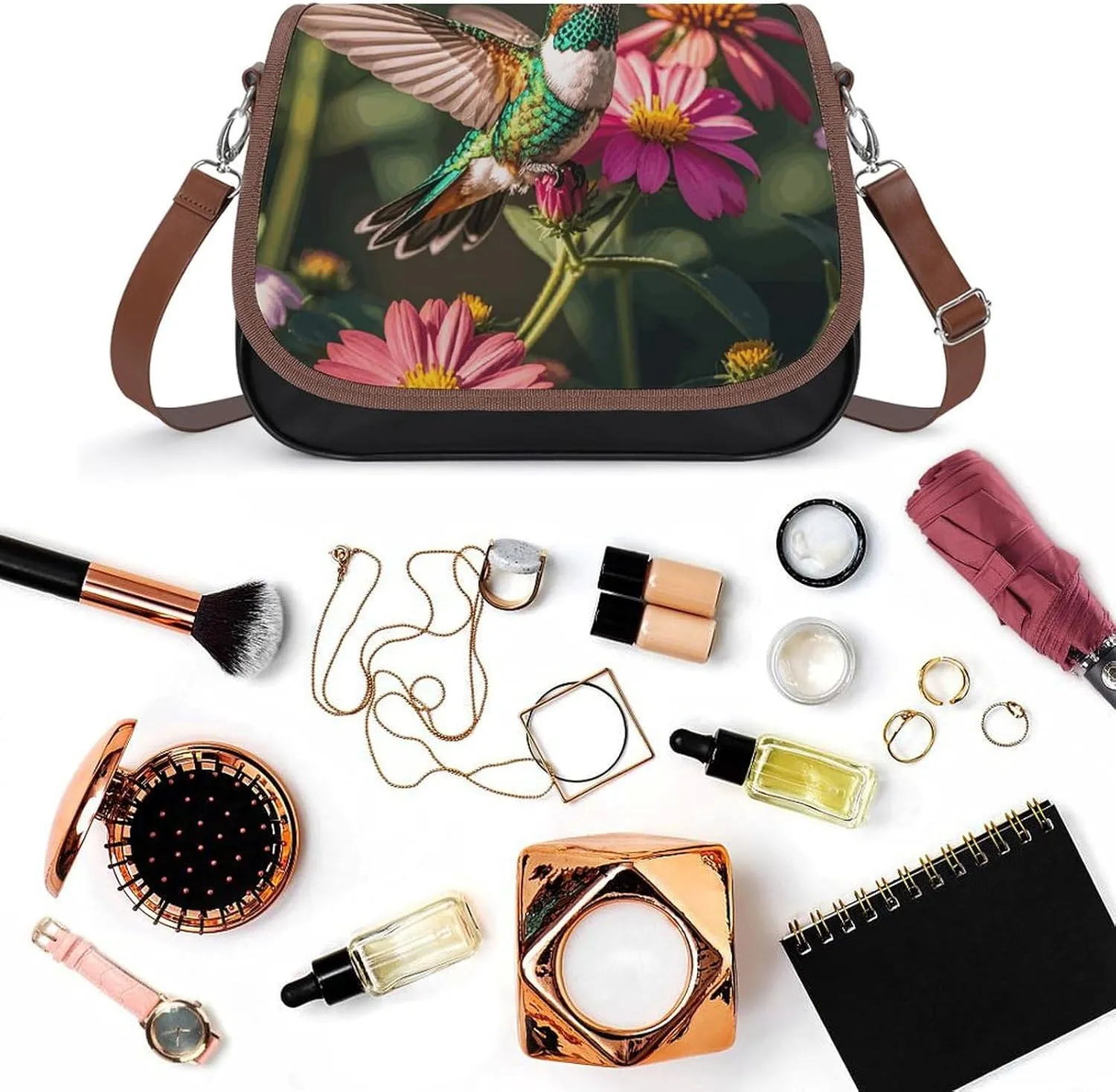 Flowers Daisy Crossbody Bags for Women Travel Shoulder Bag Small Leather Cross Body Handbags