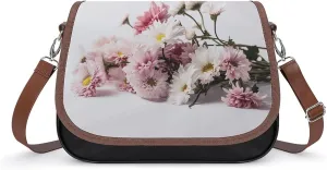 Flowers on White Background Crossbody Bags for Women Travel Shoulder Bag Small Leather Cross Body Handbags