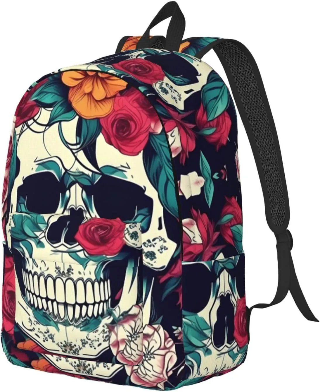Flowers Skull Ornamental print Backpack Travel Backpacks for Women Men College Backpack Computer Bag for Travel