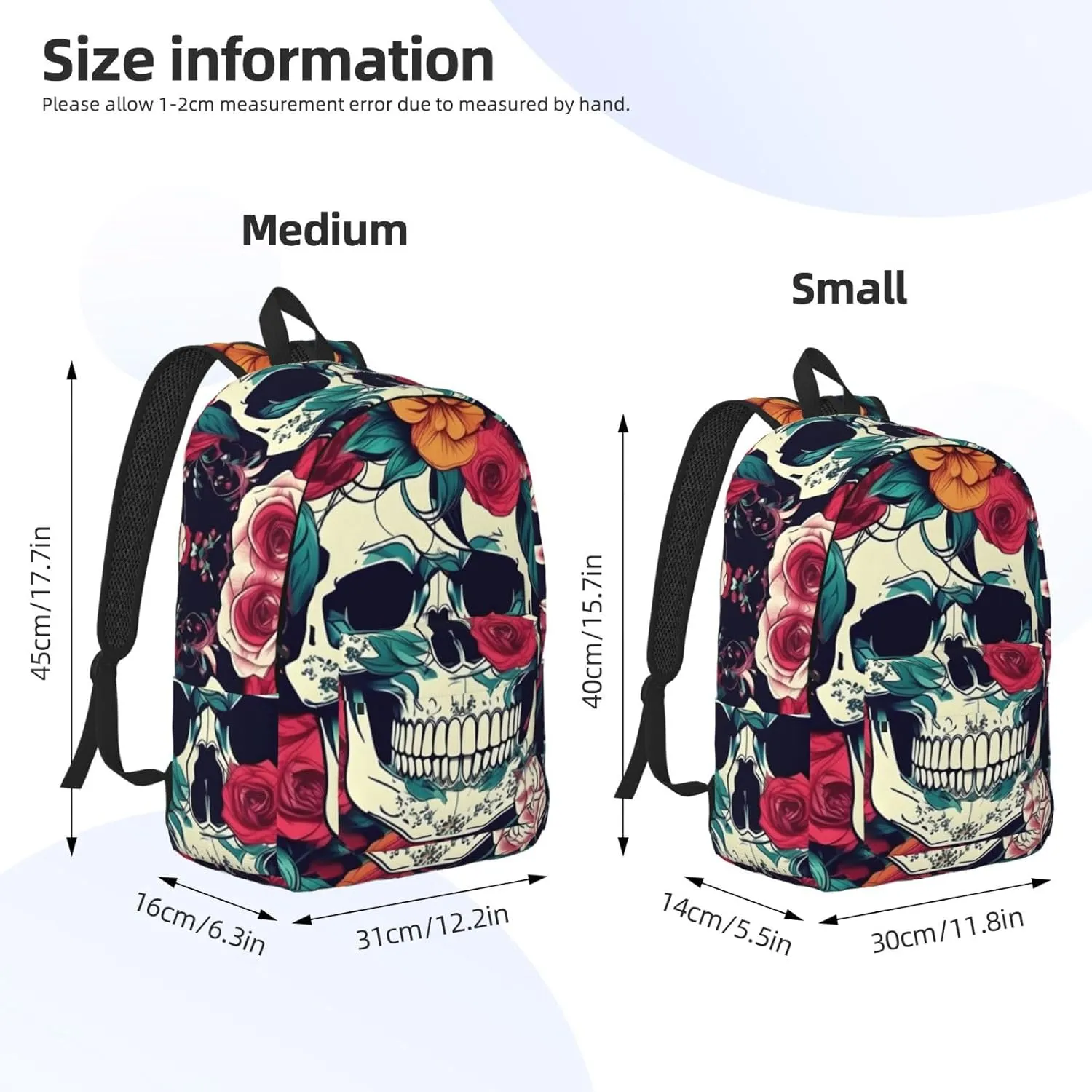 Flowers Skull Ornamental print Backpack Travel Backpacks for Women Men College Backpack Computer Bag for Travel