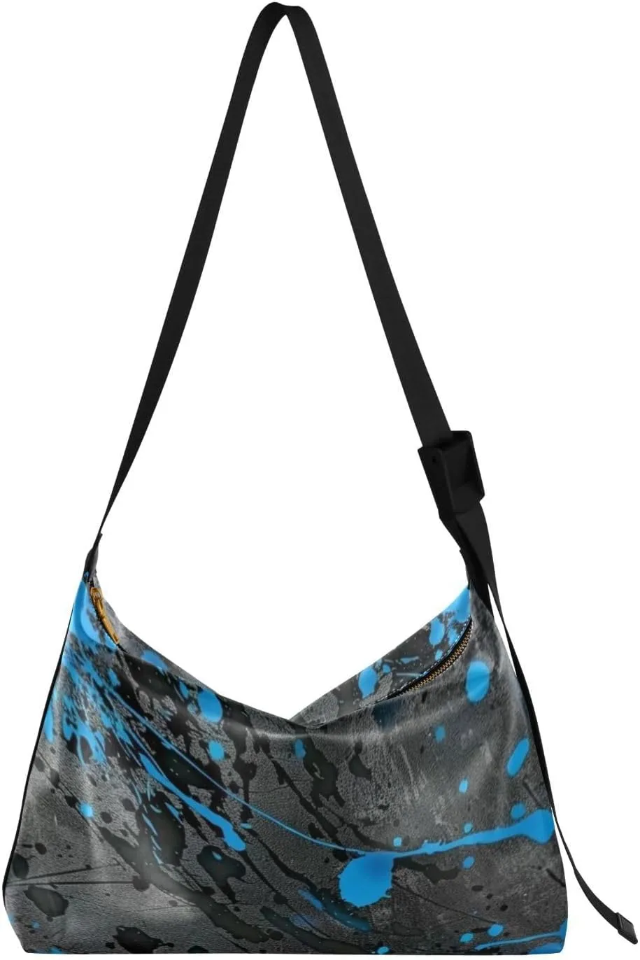 Fluorescent Blue and Black Collision Adults Side Bag Crossbody Trendy Womens Large Tote Bag Sling Backpack