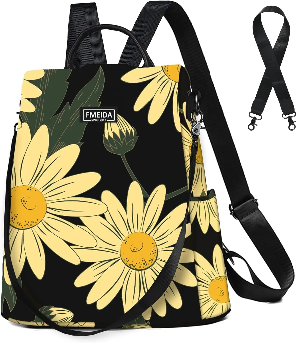 Fmeida Backpack Purse for Women - Travel Anti-Theft Backpacks Nylon Waterproof Daypack College Bookbag Shoulder Bag Sunflower