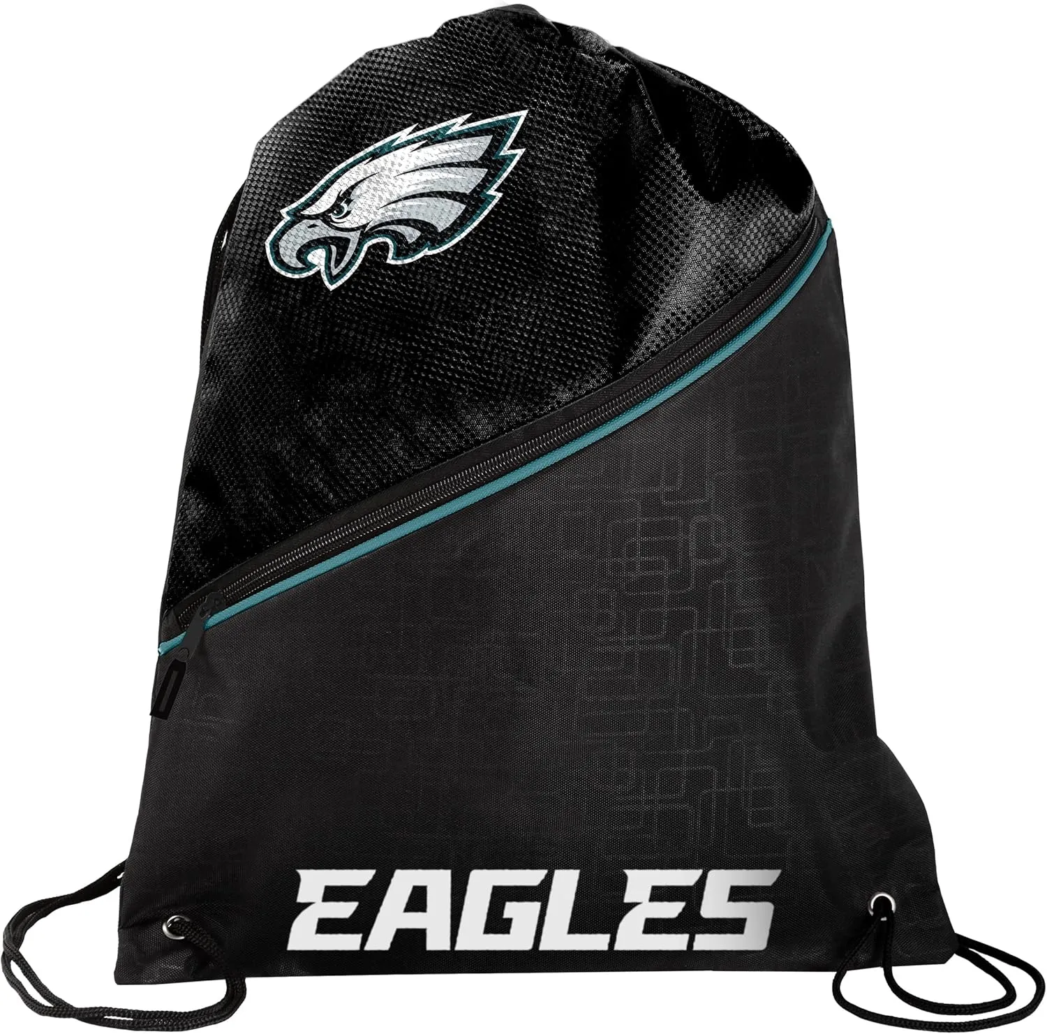 FOCO - NFL High End Diagonal Zippered Drawstring Backpack Gym Bag (Philadelphia Eagles)
