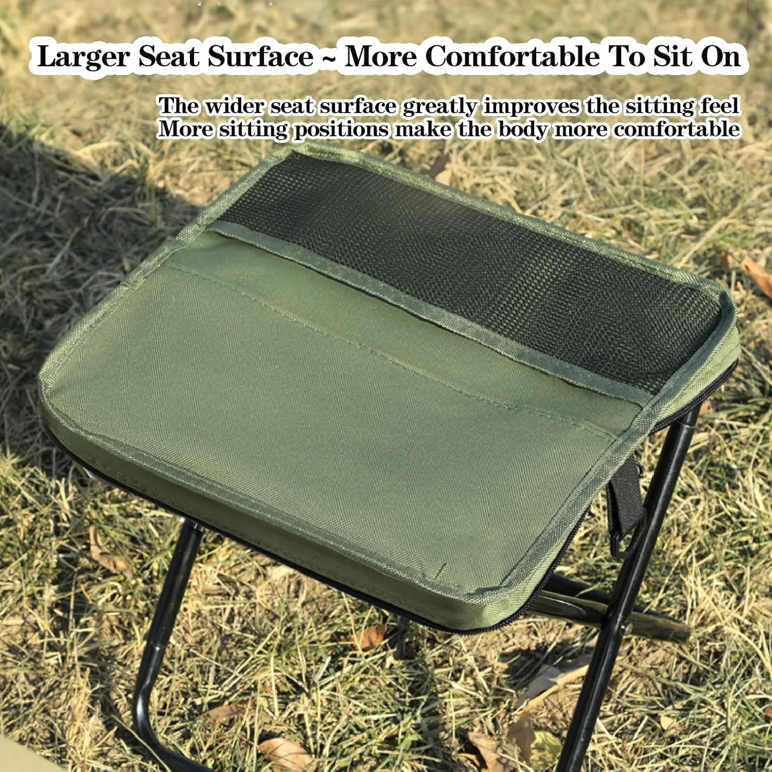 Foldable Backpack Stool, Portable Mini Outdoor Camping Folding Seat with Adjustable Shoulder Strap, Lightweight Outdoor Camping Stool for Camping, Fishing, Hiking, Outdoor Barbecue (Khaki-S)