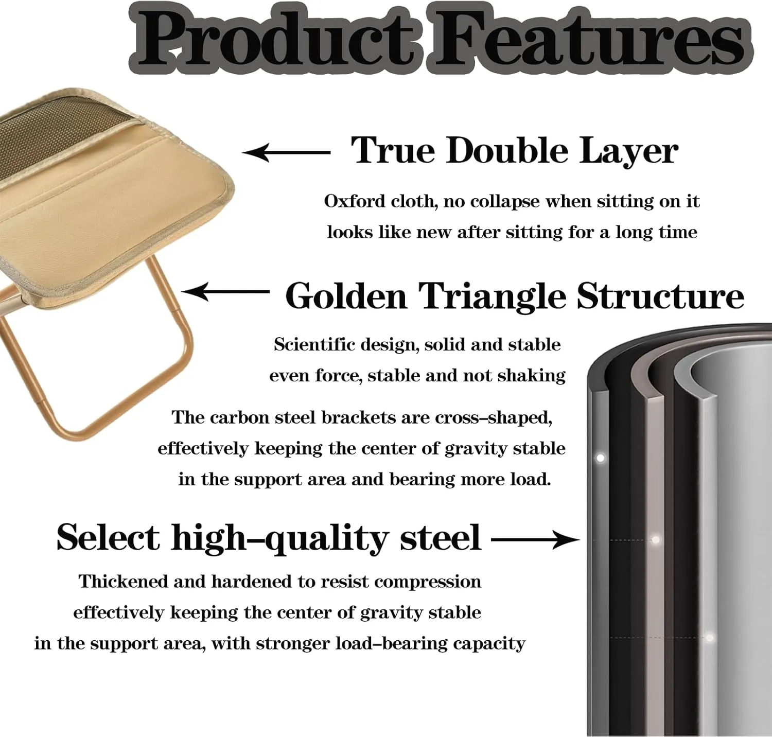Foldable Backpack Stool, Portable Mini Outdoor Camping Folding Seat with Adjustable Shoulder Strap, Lightweight Outdoor Camping Stool for Camping, Fishing, Hiking, Outdoor Barbecue (Khaki-S)