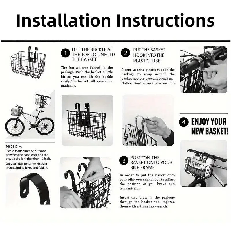 Foldable Bicycle Basket Front and Rear Hanging Storage Rack Bike Accessories