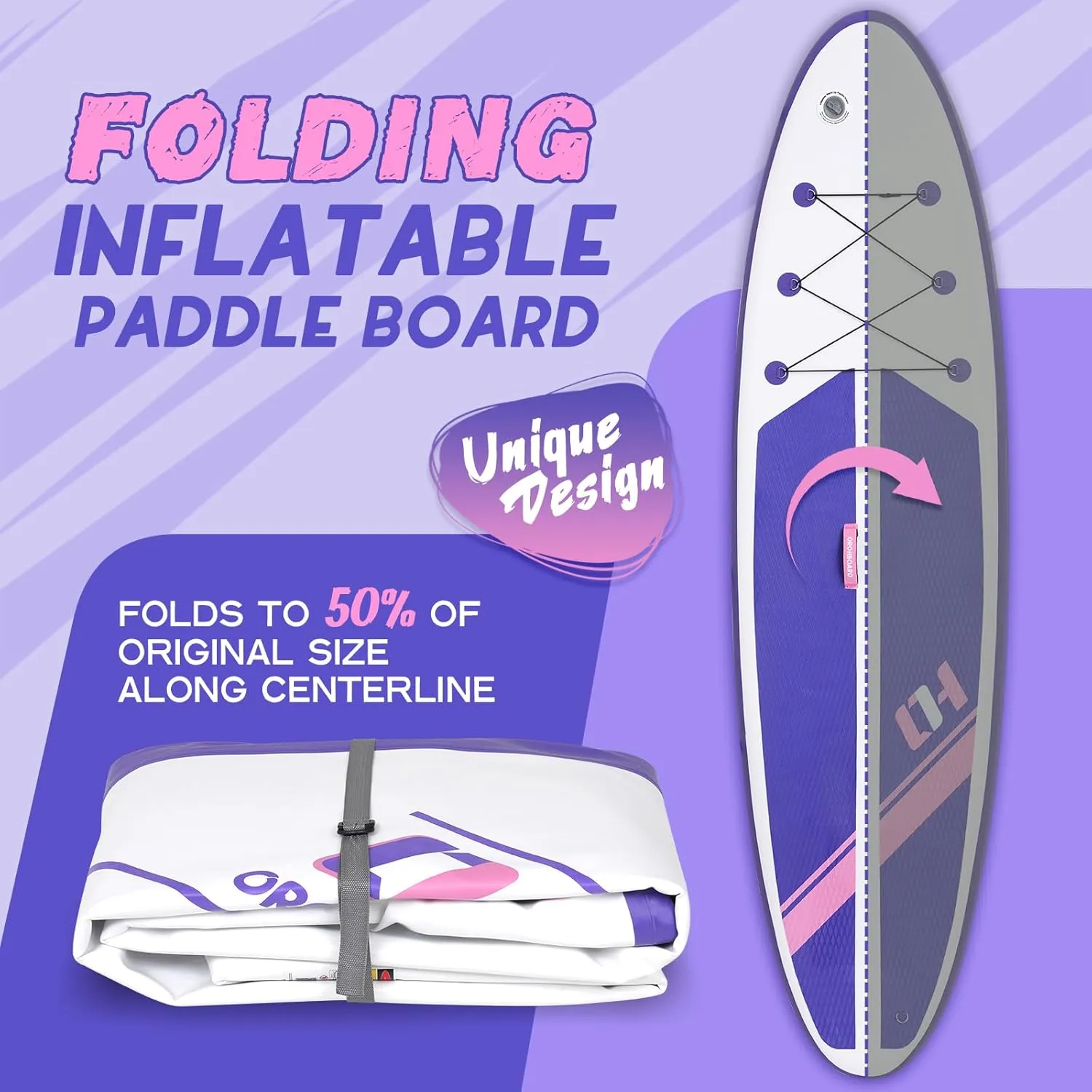 Foldable Paddle Board Kid Inflatable Stand Up Paddle Boards with Ultra-Light SUP Accessories Valve Adaptor/2 fins/SUP Backpack/Leash