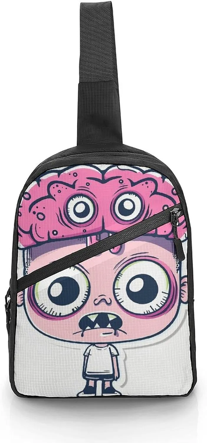 Folding Chest Bags Men's Women's Small Crossbody Bags Day Backpacks Single Shoulder Handbags Funny Peach Emoticon Printed Chest Bags Suitable for Hiking Walking Cycling Travel Cycling