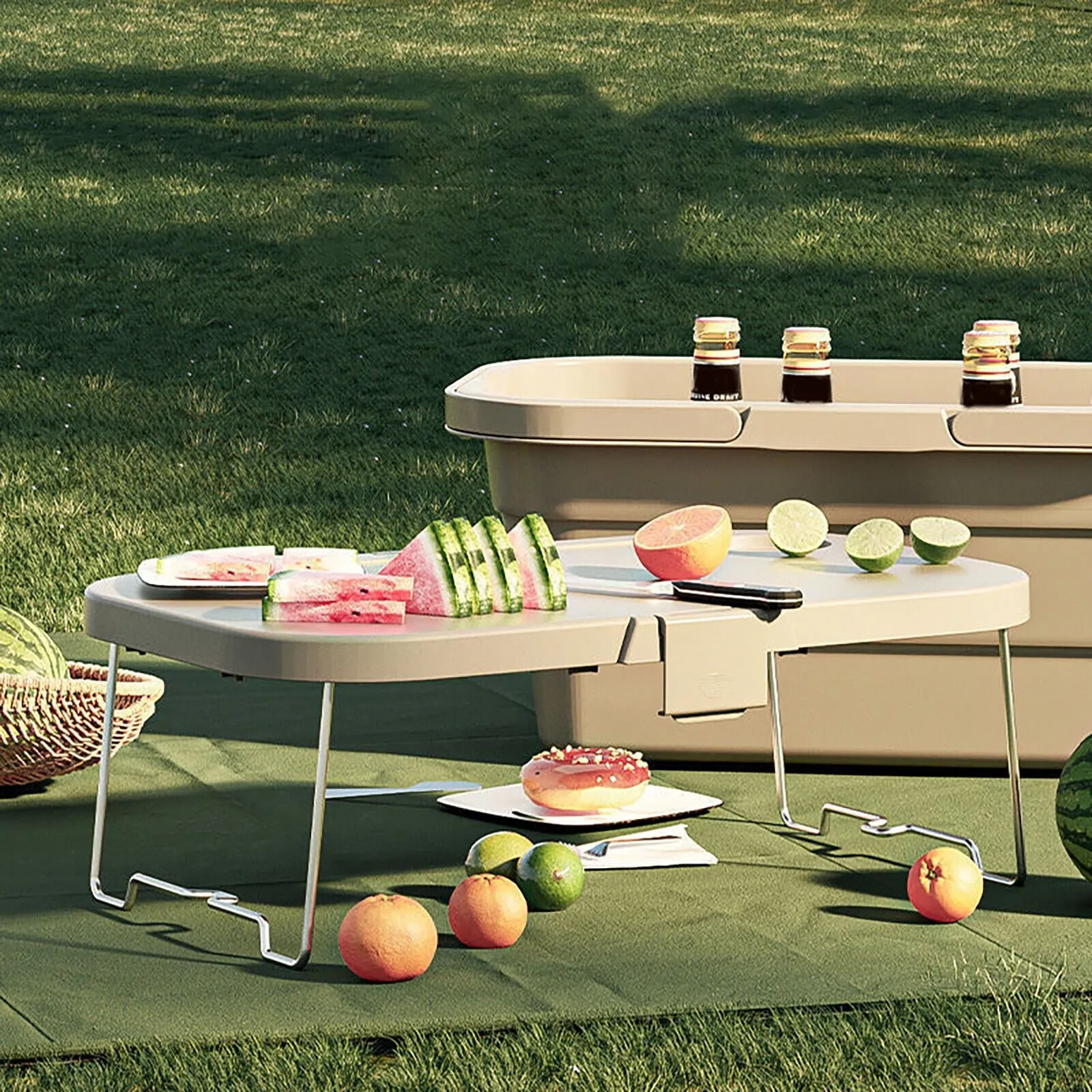 Folding Picnic Basket with Built-in Table and Storage