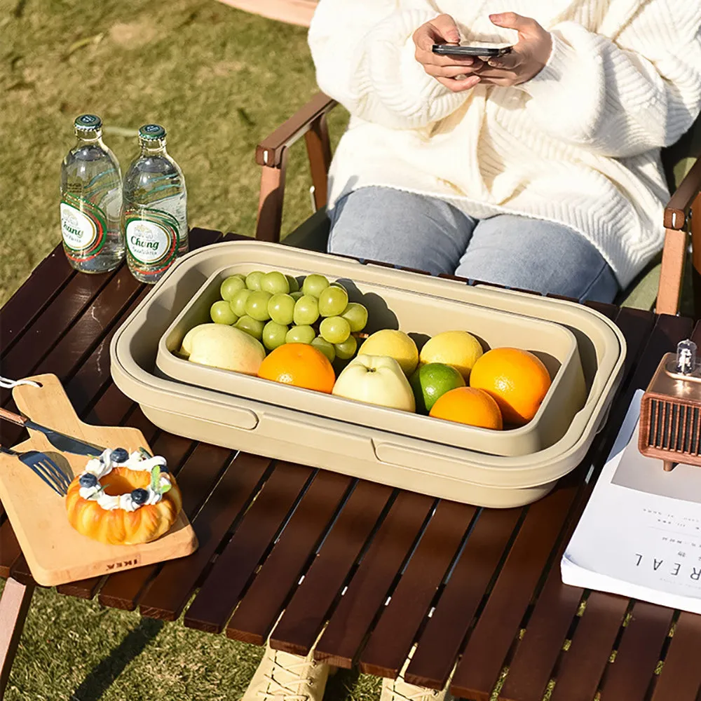 Folding Picnic Basket with Built-in Table and Storage