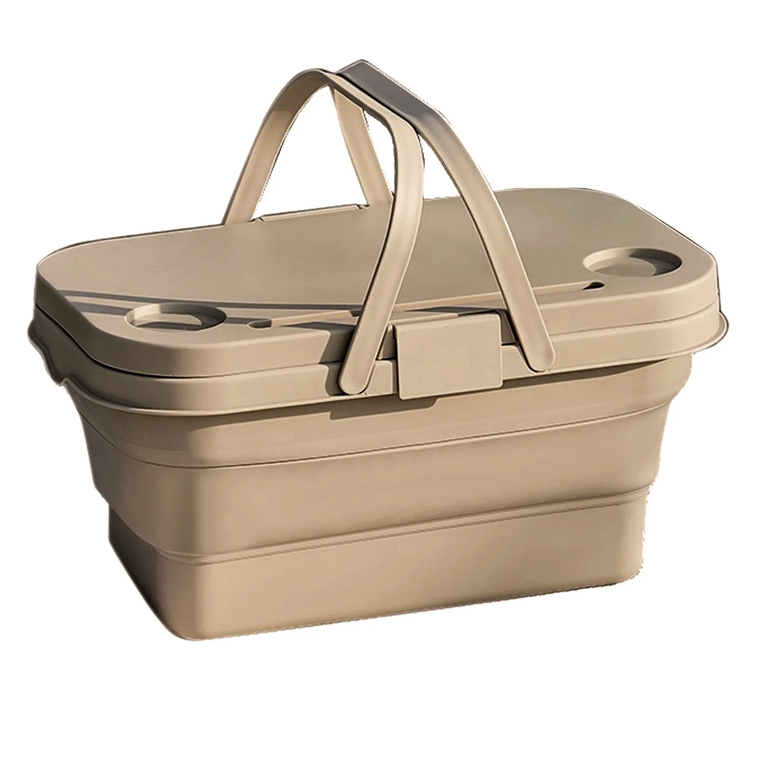 Folding Picnic Basket with Built-in Table and Storage