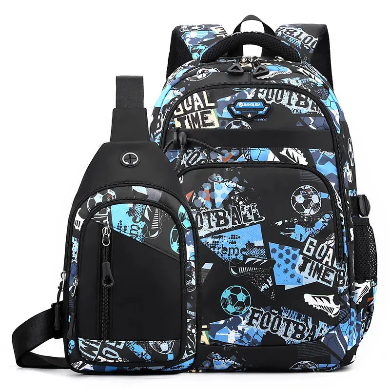 Football Backpacks 2pcs Chest Bag Shoulder Bags Printing Schoolbags
