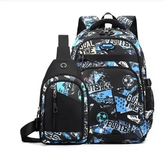 Football Backpacks 2pcs Chest Bag Shoulder Bags Printing Schoolbags