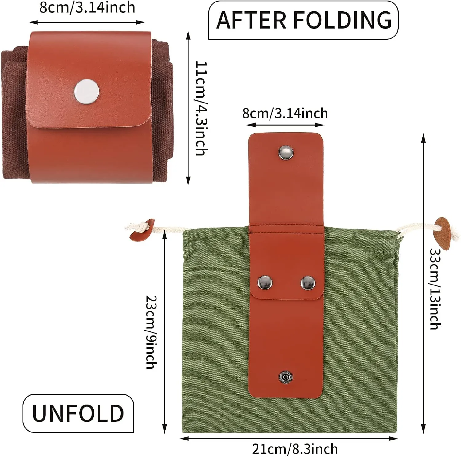 Foraging Bag 4 Pcs Canvas Waxed Foraging Pouch Mushroom Bags Collapsible Bushcraft Leather Pu Hunting Belt Bag Hiking Pouch for Outdoor Traveling Camping