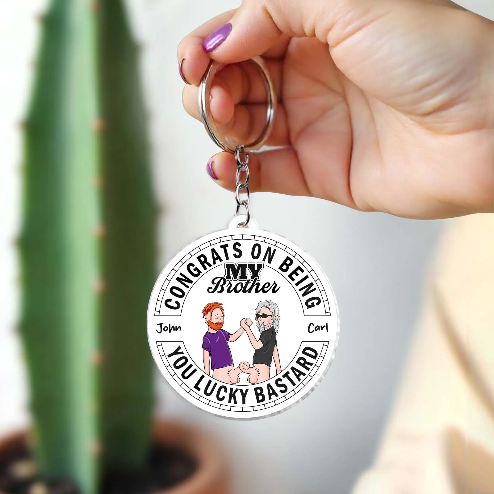 Friends - Congrats On Being My Friend, You Lucky Bastard - Personalized Circle Acrylic Keychain