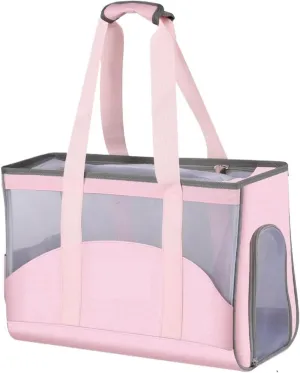 FUNADD 44 x 30.5 x 20.5cm Portable Breathable Pet Bag Outdoor Shoulder Tote Bag Crossbody Handbag Dog Cat Bag(Pink)