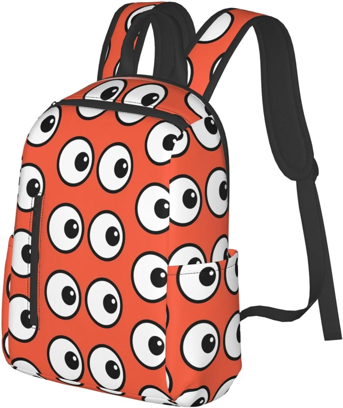 Funny Cartoon Eyes Orange Casual Backpacks Large Capacity Laptop Backpack Sports Fitness Rucksack Travel Carry-On Daypack Adjustable Shoulder Strap Work Bag for Outdoor Camping