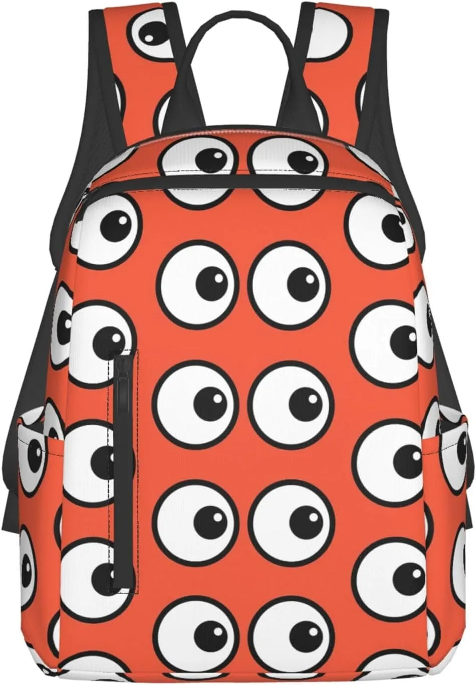 Funny Cartoon Eyes Orange Casual Backpacks Large Capacity Laptop Backpack Sports Fitness Rucksack Travel Carry-On Daypack Adjustable Shoulder Strap Work Bag for Outdoor Camping