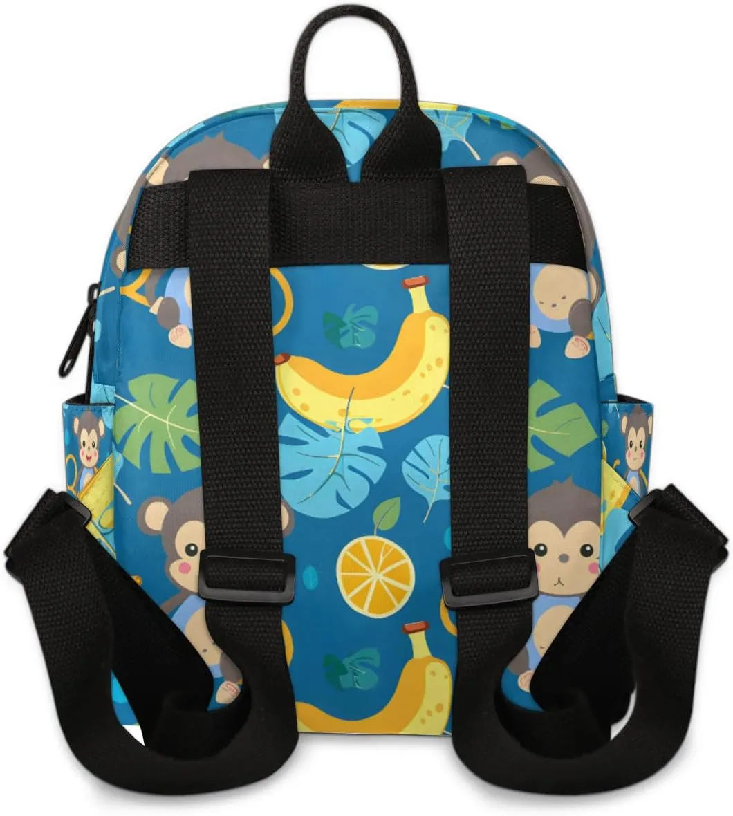 Funny Cartoon Monkey Banana Mini Backpack Purse for Women Fashion Lightweight Small Daypack Ladies Travel Handbags Shoulder Bag