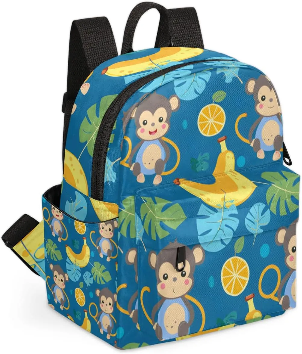 Funny Cartoon Monkey Banana Mini Backpack Purse for Women Fashion Lightweight Small Daypack Ladies Travel Handbags Shoulder Bag