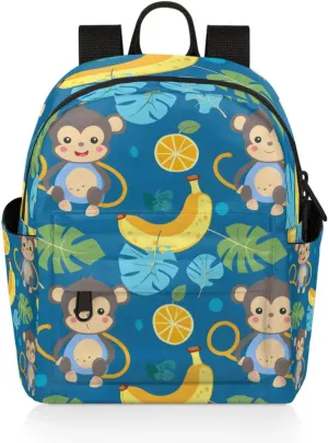 Funny Cartoon Monkey Banana Mini Backpack Purse for Women Fashion Lightweight Small Daypack Ladies Travel Handbags Shoulder Bag