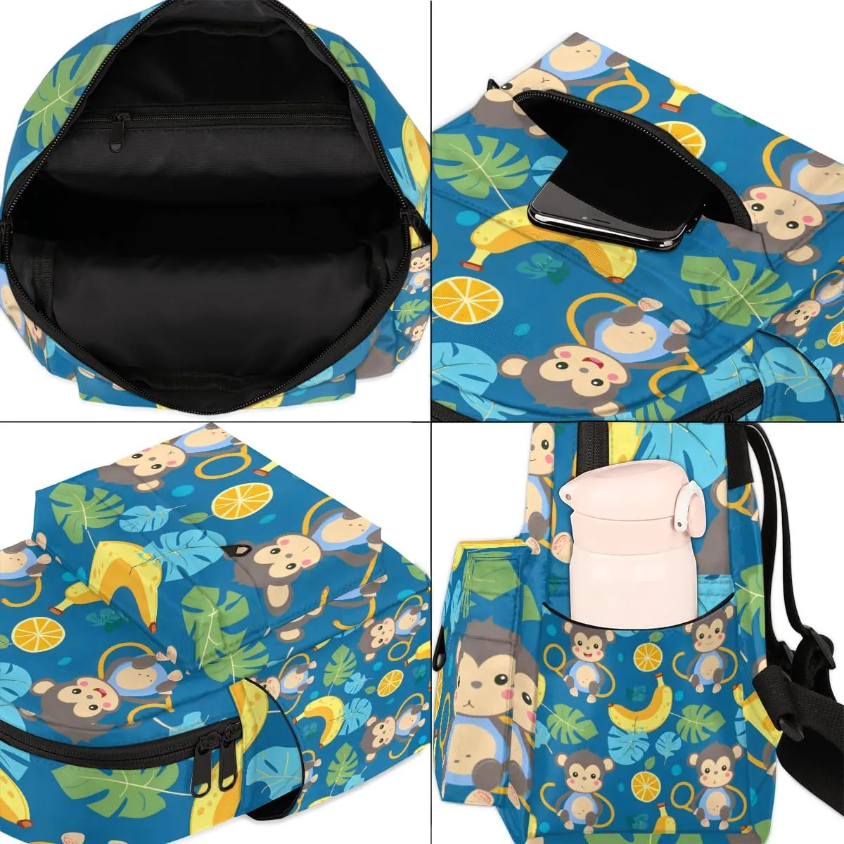 Funny Cartoon Monkey Banana Mini Backpack Purse for Women Fashion Lightweight Small Daypack Ladies Travel Handbags Shoulder Bag