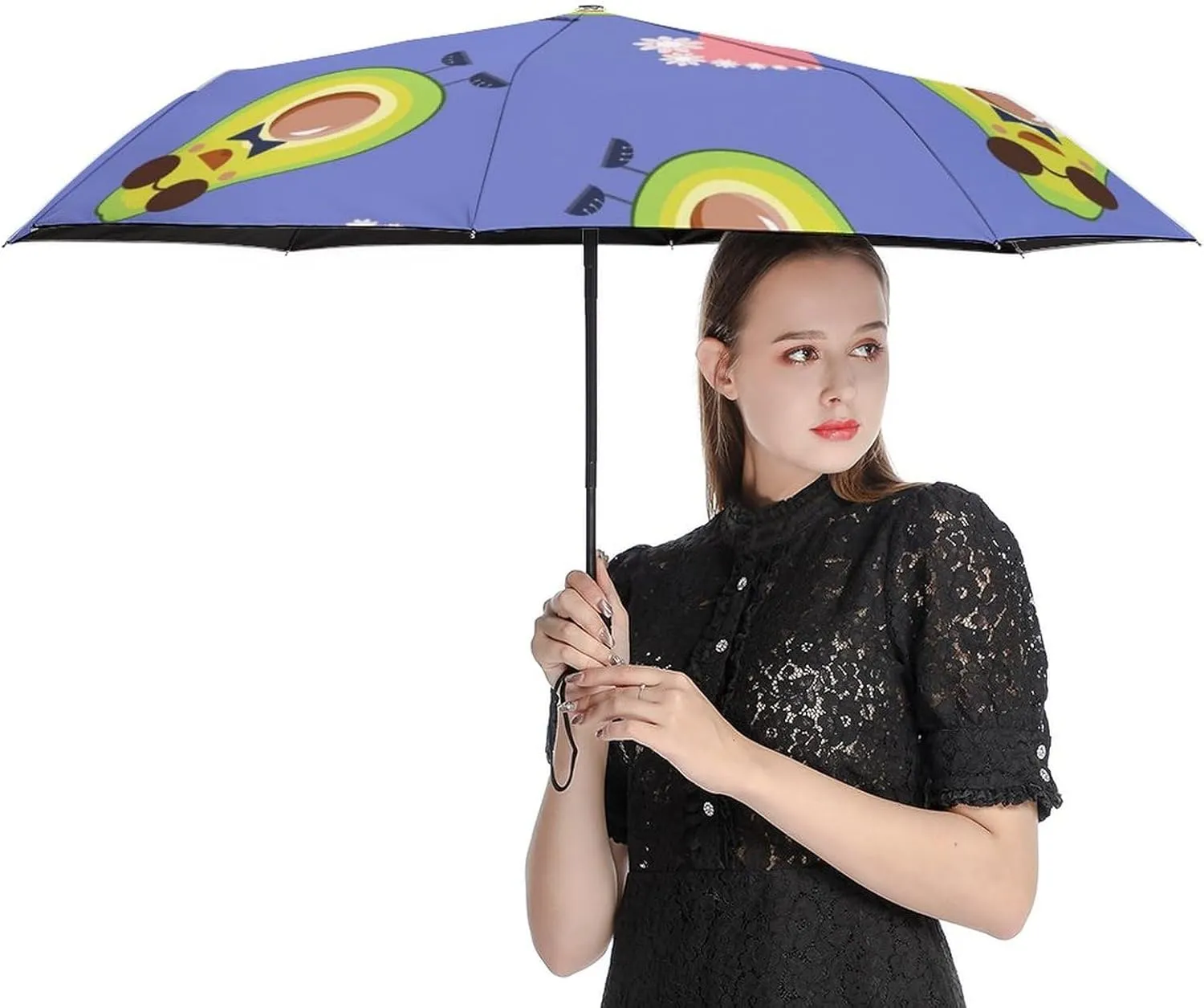 Funny Cartoons Skull Compact Travel Umbrella, Windproof Waterproof Stick Umbrella Protection Umbrellas