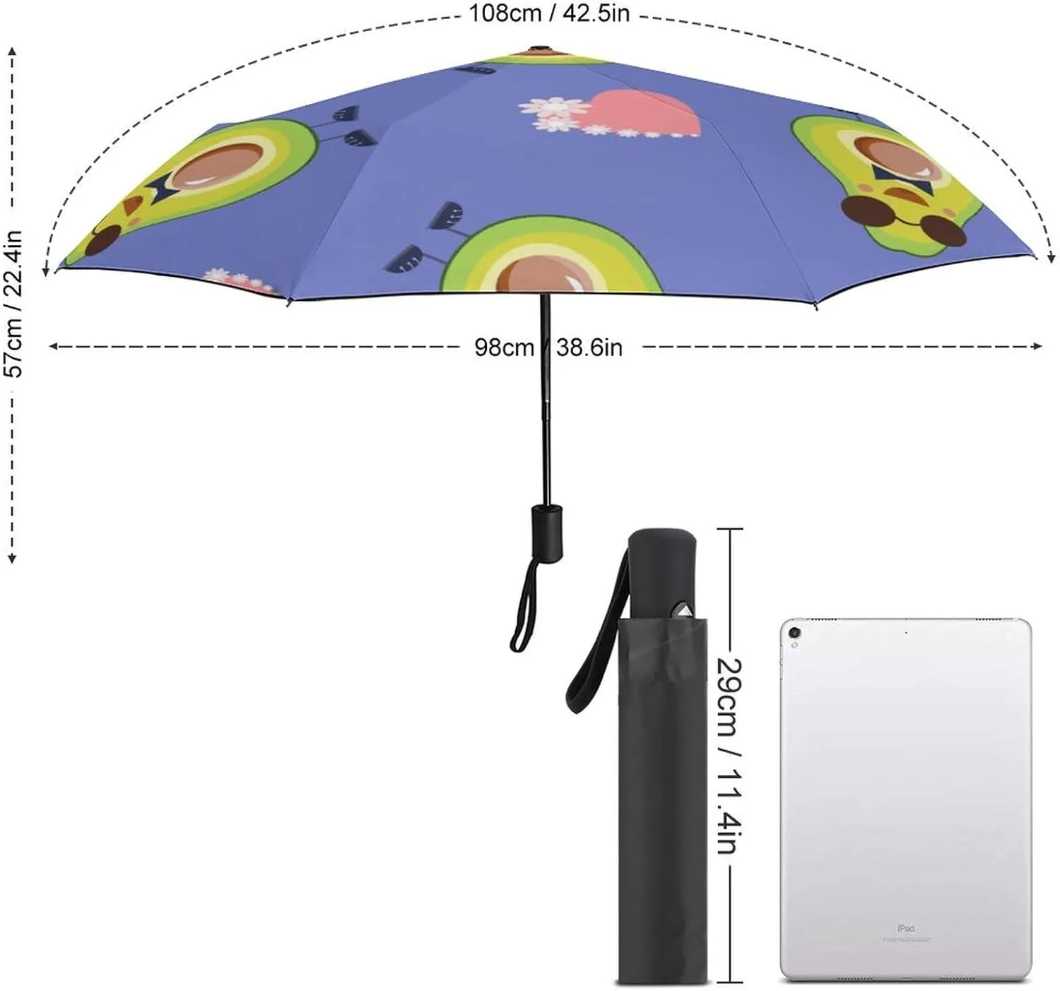 Funny Cartoons Skull Compact Travel Umbrella, Windproof Waterproof Stick Umbrella Protection Umbrellas