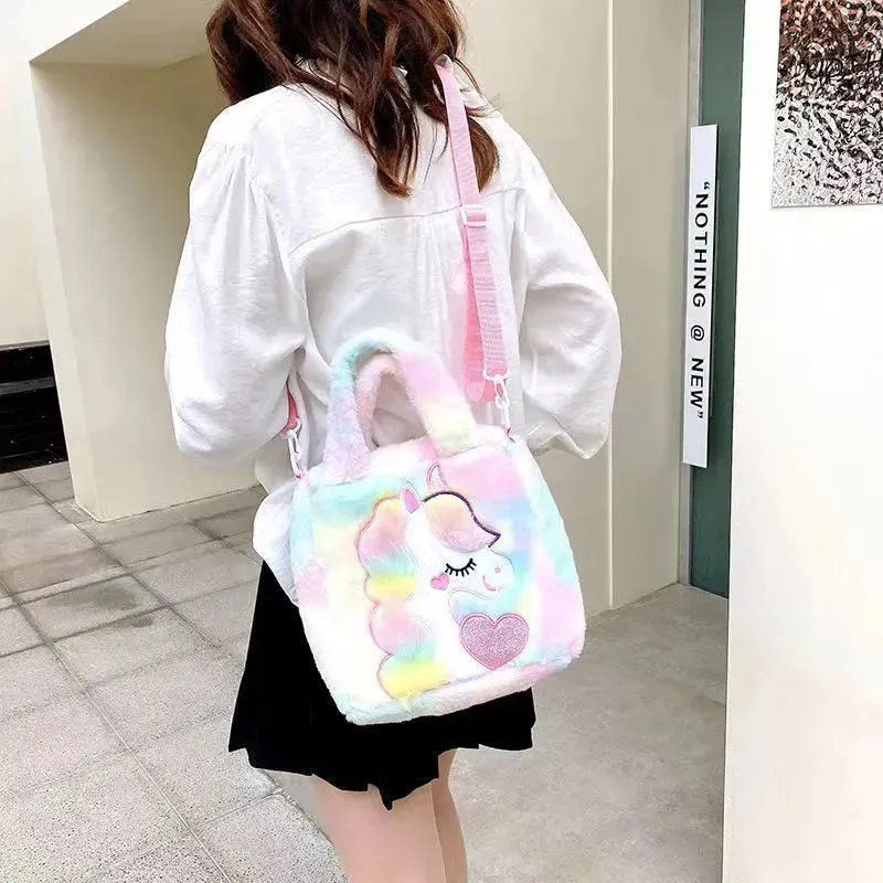 Fur Unicorn Cross Body Shoulder Hand Bag