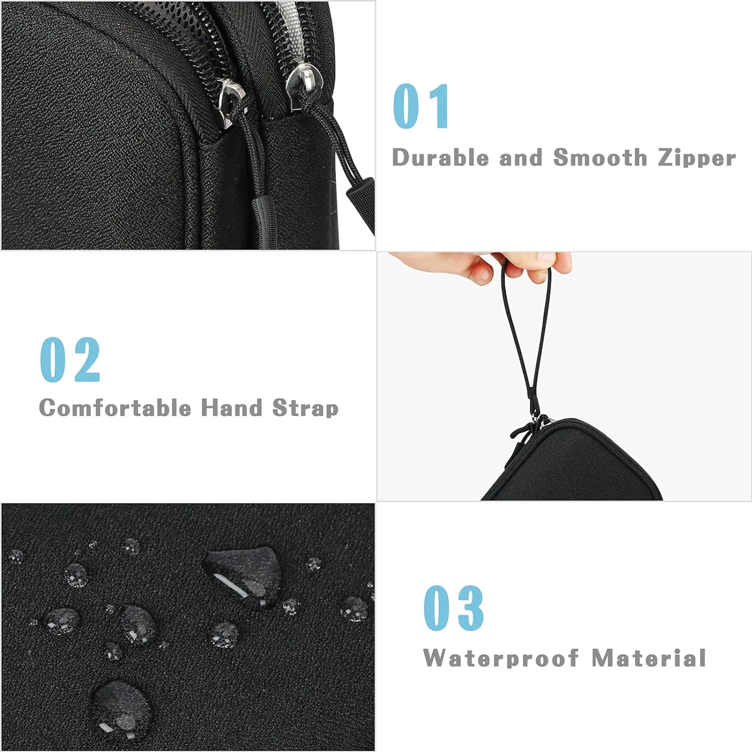 FYY Electronic Organizer, [2 PCs]Travel Cable Organizer Bag Electronic Accessories Carry Case Portable Waterproof Double Layers Storage Bag for Cable, Charger, Phone, Earphone, Medium Size-Black Black