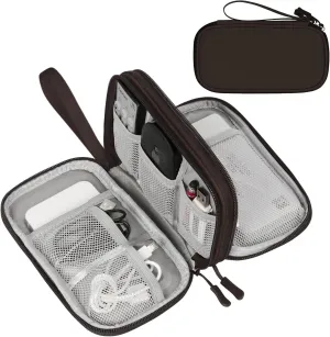 FYY Electronic Organizer, Travel Cable Organizer Bag Pouch Electronic Accessories Carry Case Portable Waterproof Double Layers All-in-One Storage Bag for Cable, Cord, Charger, Phone, Earphone Coffee