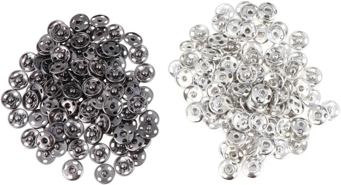 Gadpiparty 100 Pcs Black Silver Snap Fastener Button Durable Invisible Press Buttons for Leather Craft Jackets Bags DIY Projects Easy to Sew Resistant Rivets