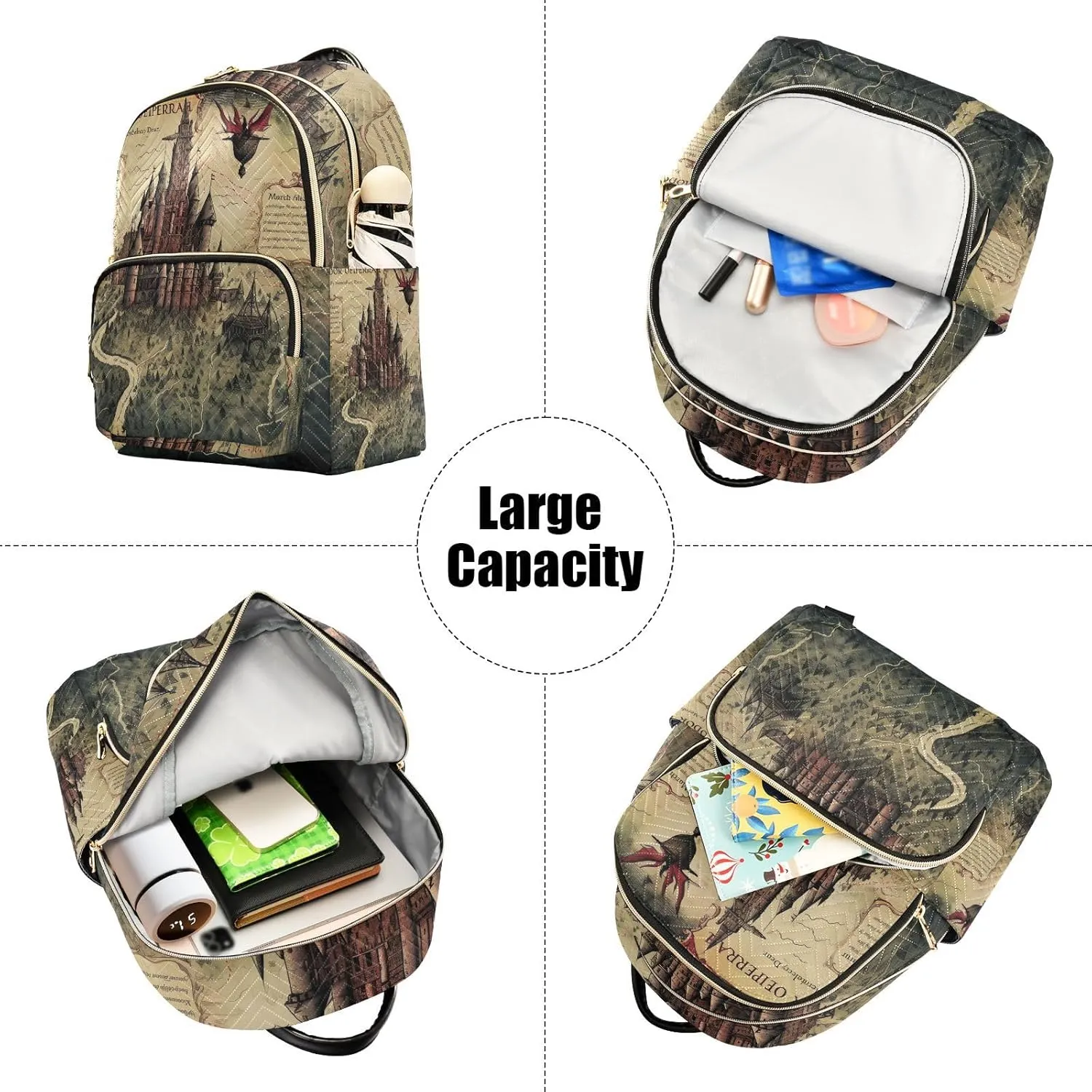 GAIGEO Palace Map and Proph Casual Daypack Backpack, Womens Fashion Backpack Purse, Women's Travel Backpack, M