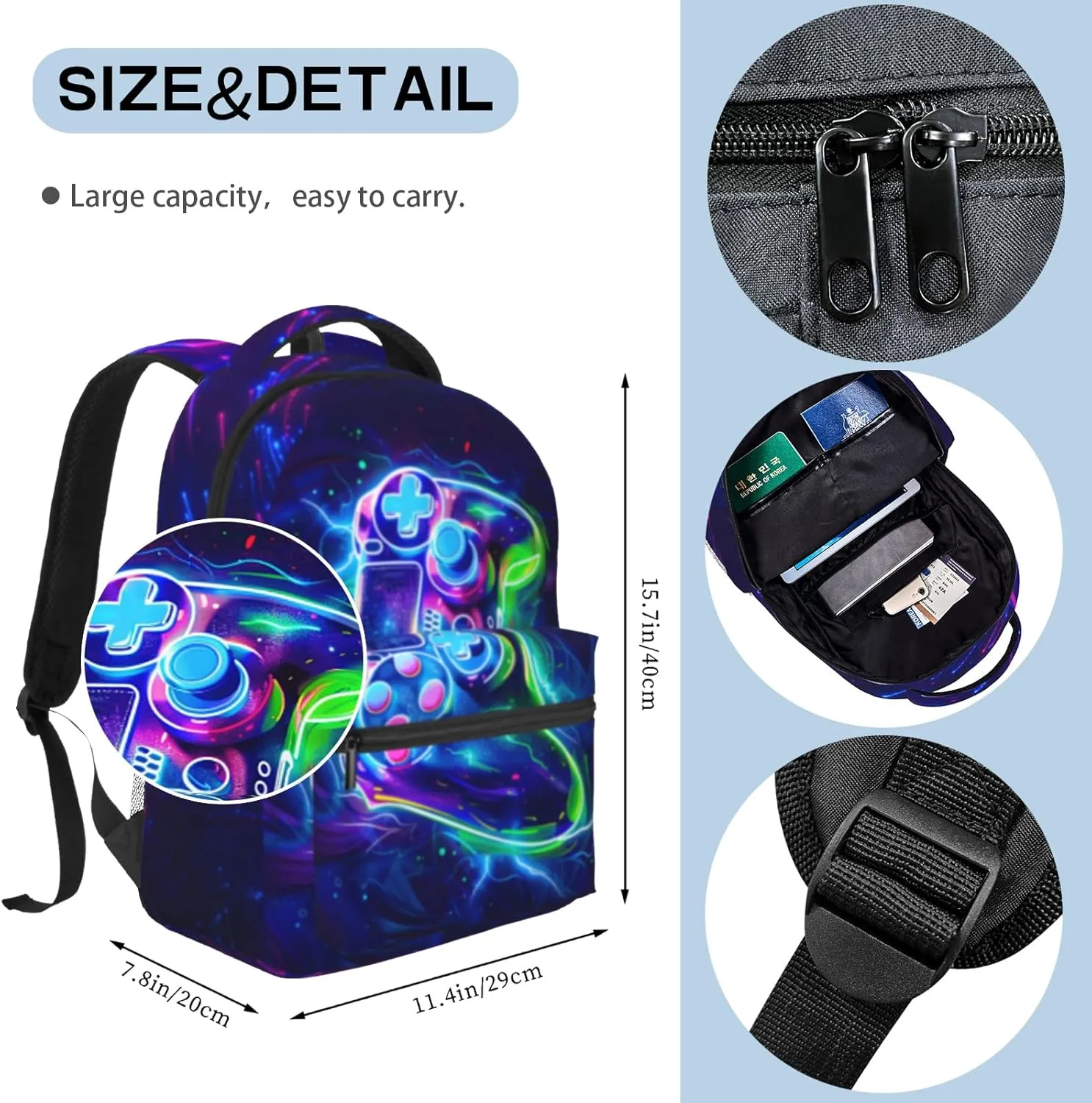 Game School Backpack For Boys Abstract Gamepad Boys Backpack For Kids Children Teens Backpacks Ages 6-18