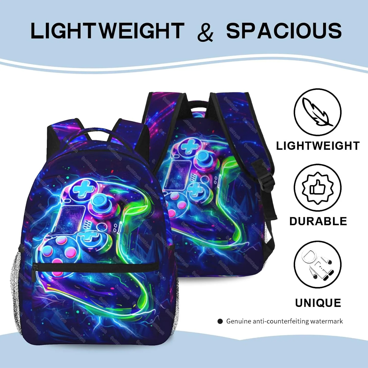 Game School Backpack For Boys Abstract Gamepad Boys Backpack For Kids Children Teens Backpacks Ages 6-18
