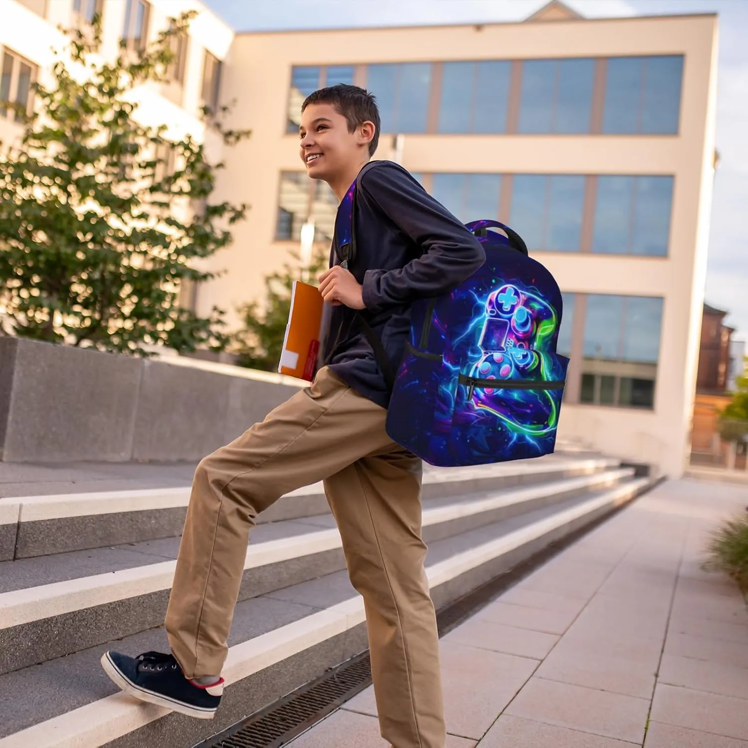 Game School Backpack For Boys Abstract Gamepad Boys Backpack For Kids Children Teens Backpacks Ages 6-18