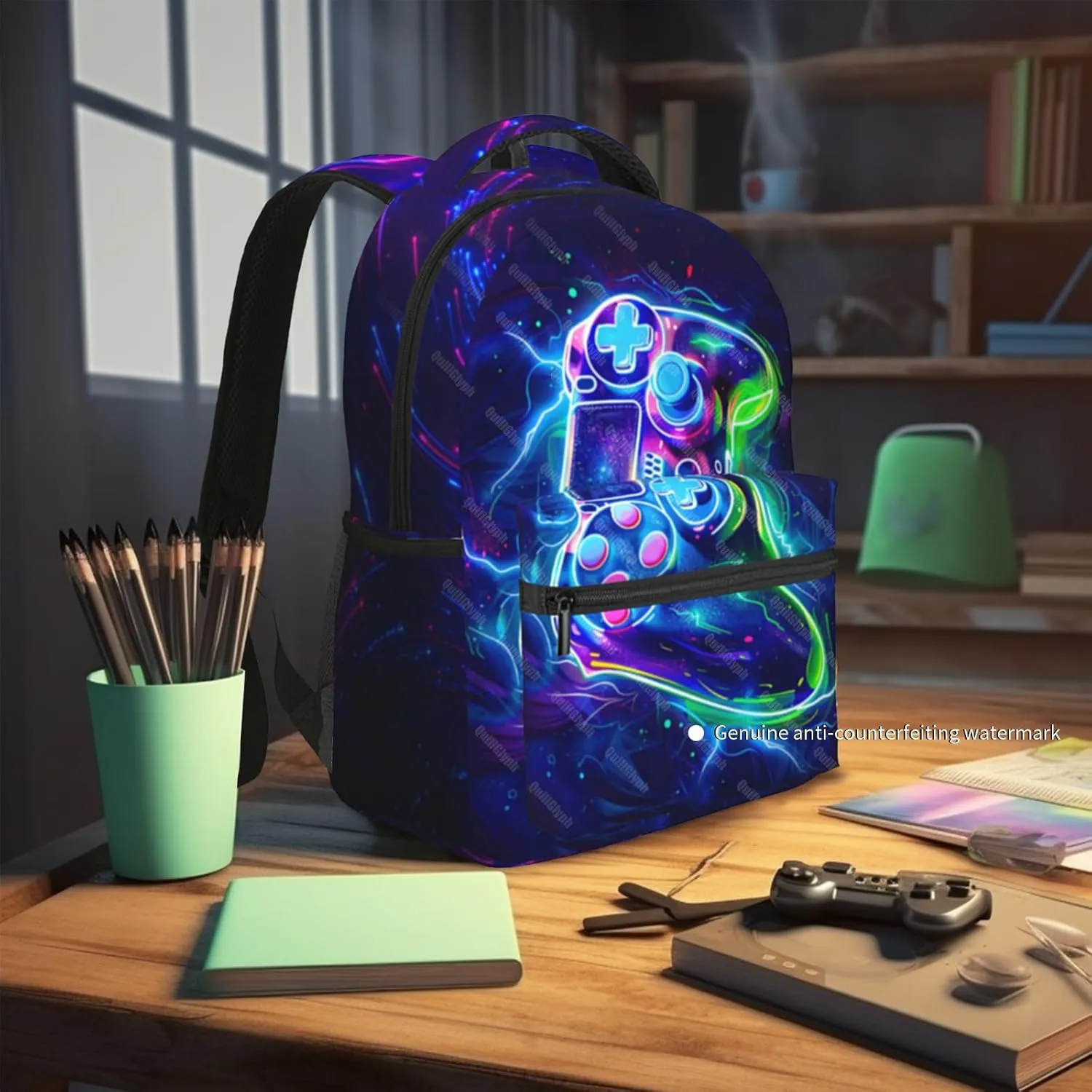 Game School Backpack For Boys Abstract Gamepad Boys Backpack For Kids Children Teens Backpacks Ages 6-18