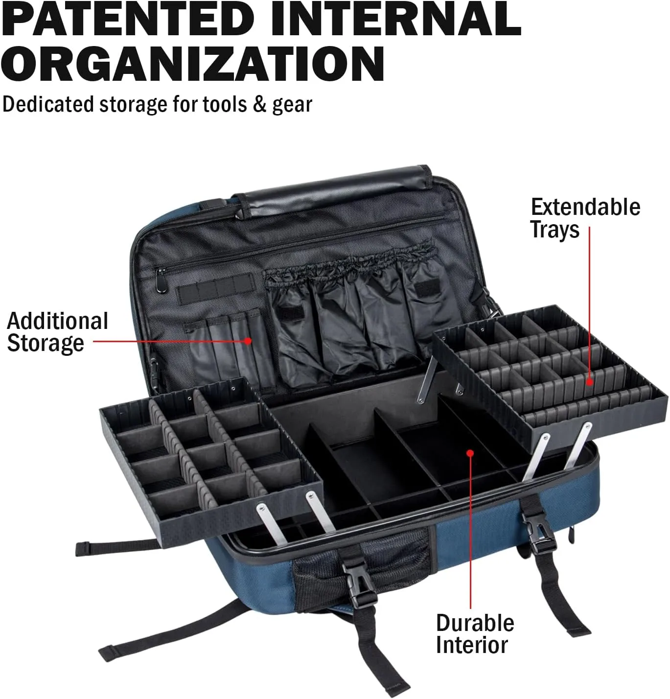 G&BPRO Full Size Backpack with Extending Tray System | All-in-one Mobile Workstation Travel Bag (Space Blue)
