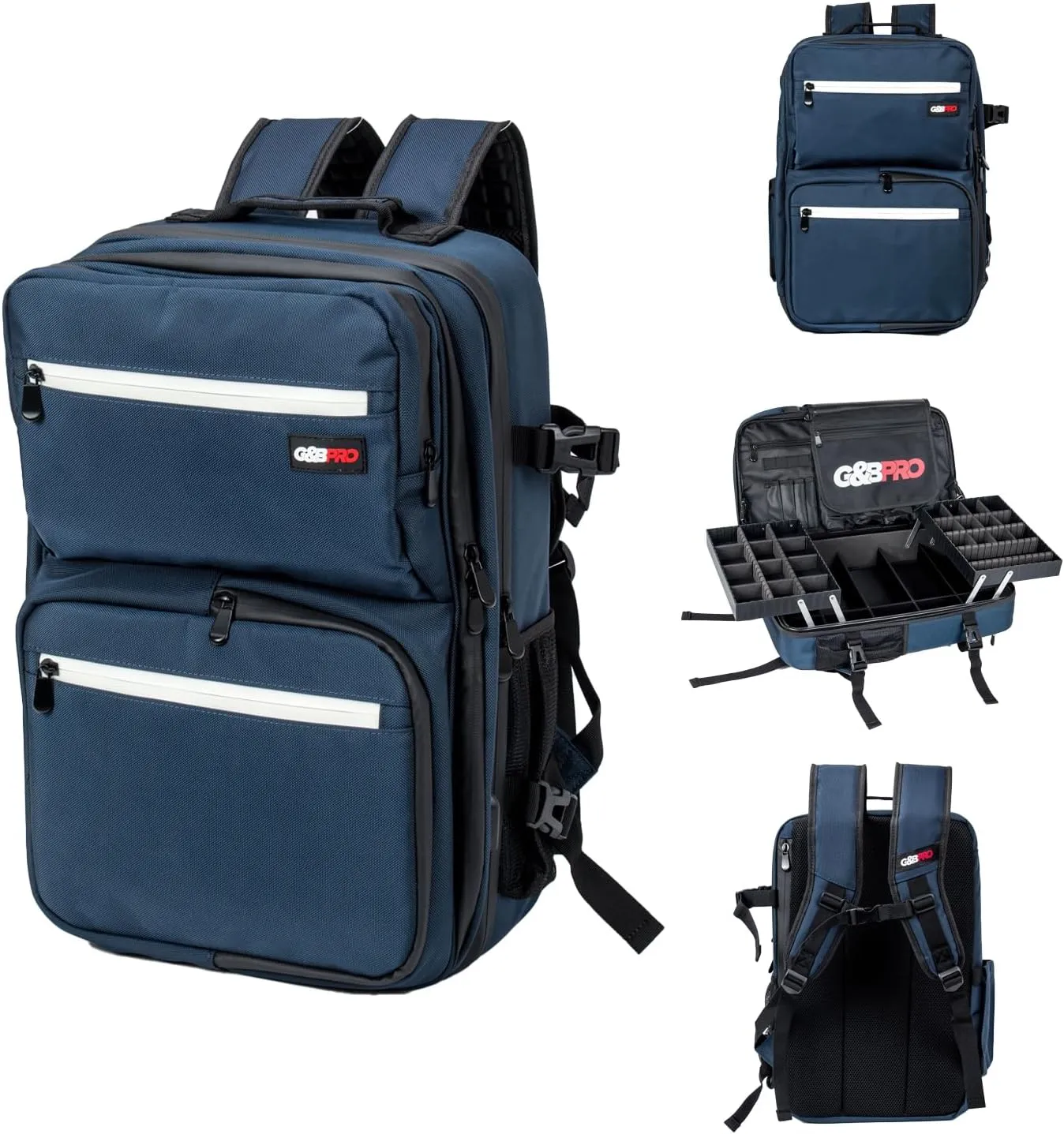 G&BPRO Full Size Backpack with Extending Tray System | All-in-one Mobile Workstation Travel Bag (Space Blue)