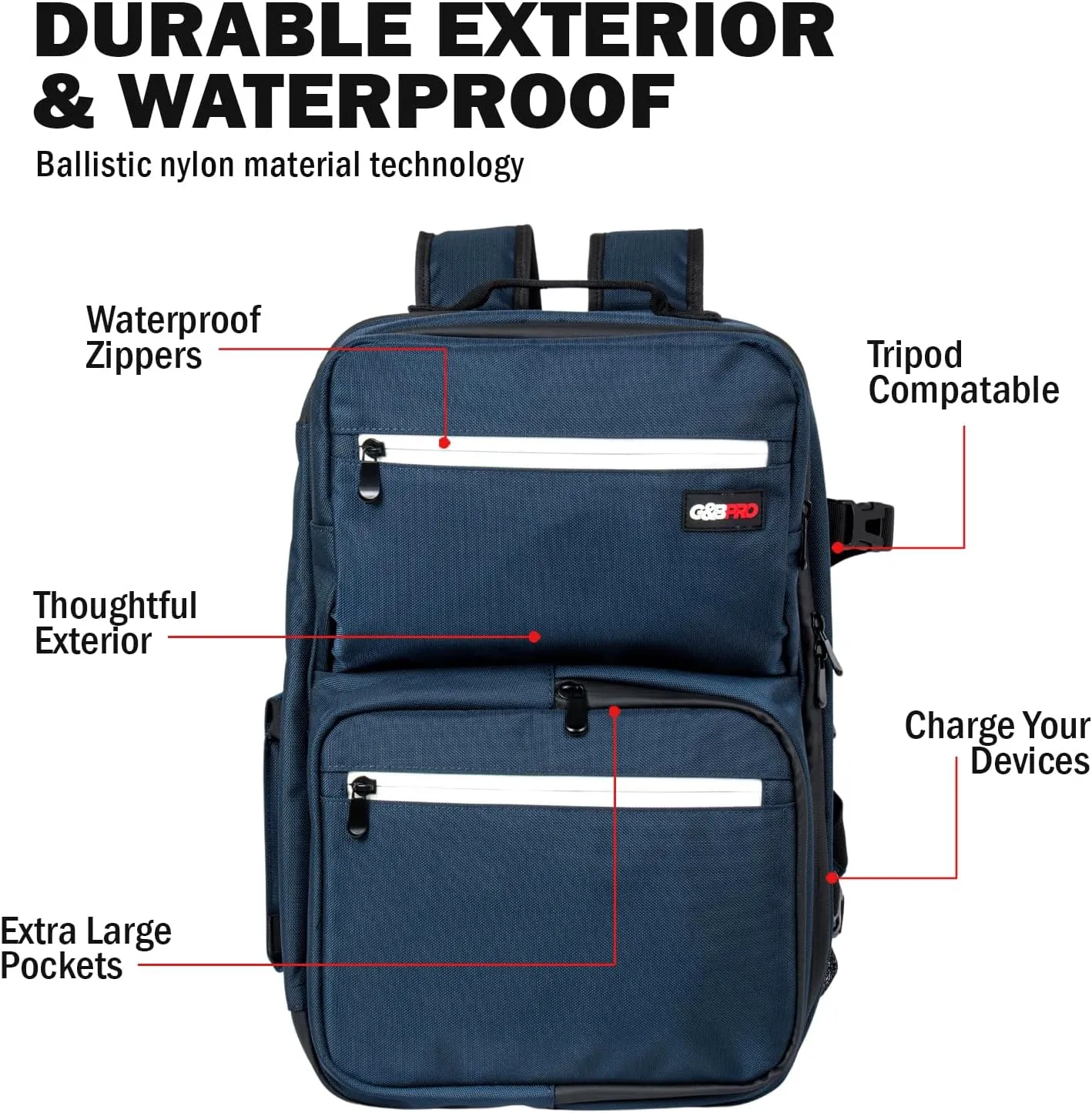 G&BPRO Full Size Backpack with Extending Tray System | All-in-one Mobile Workstation Travel Bag (Space Blue)