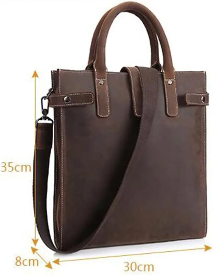 Genuine Leather Men's Bag Vertical Paragraph Retro Leisure Bag Men's Shoulder Crossbody Bag Business Handbag