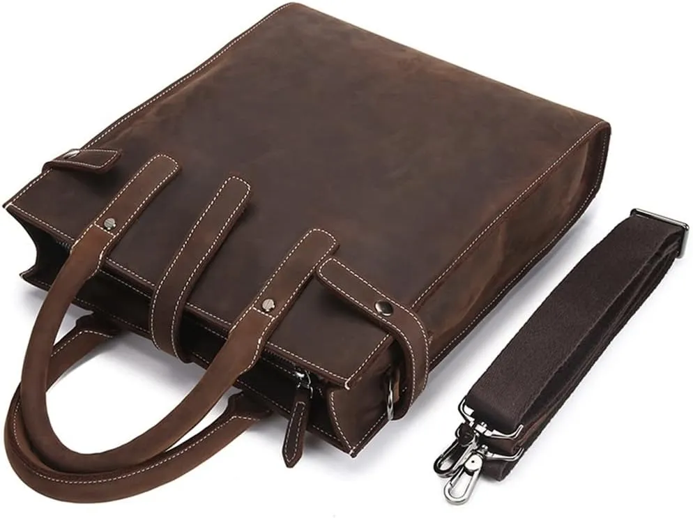 Genuine Leather Men's Bag Vertical Paragraph Retro Leisure Bag Men's Shoulder Crossbody Bag Business Handbag