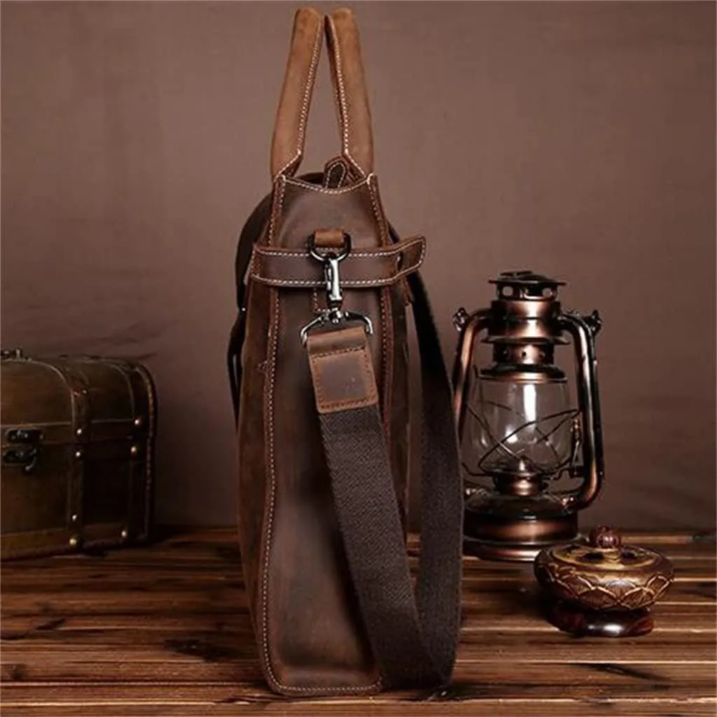 Genuine Leather Men's Bag Vertical Paragraph Retro Leisure Bag Men's Shoulder Crossbody Bag Business Handbag