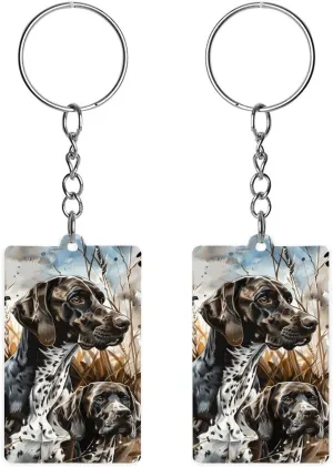 German Shorthaired Pointer Dogs Ducks Funny Acrylic Keychain Small Rectangle Key Chain Purse Bag Accessories Gifts for Women Men