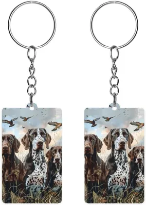 German Shorthaired Pointer Dogs Wildlife Funny Acrylic Keychain Small Rectangle Key Chain Purse Bag Accessories Gifts for Women Men