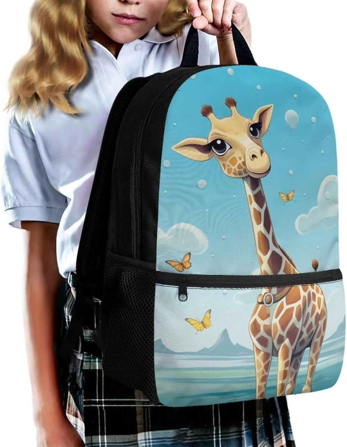 Giraffe Backpack for Boys School Bag with Adjustable Strap Kids School Backpacks Elementary Children Bookbag Kindergarten Preschool Schoolbag Teen Daypack Travel Hiking Rucksack
