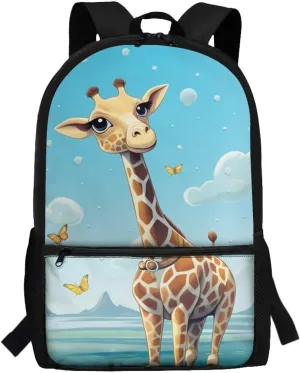 Giraffe Backpack for Boys School Bag with Adjustable Strap Kids School Backpacks Elementary Children Bookbag Kindergarten Preschool Schoolbag Teen Daypack Travel Hiking Rucksack