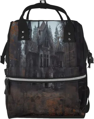 Gloomy Mansion Forest Scene Pattern Mummy Diaper Bag Backpack Durable Maternity Baby Nappy Casual Shoulder Bags Travel Hiking Outdoor Pack
