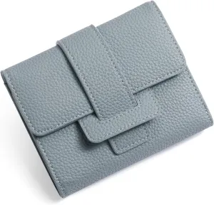 GOIACII Small Women's Wallet Rfid Blocking Ladies Card Holder Compact Mini Purse Leather Blue